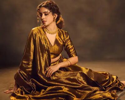 Golden-Saree-Look