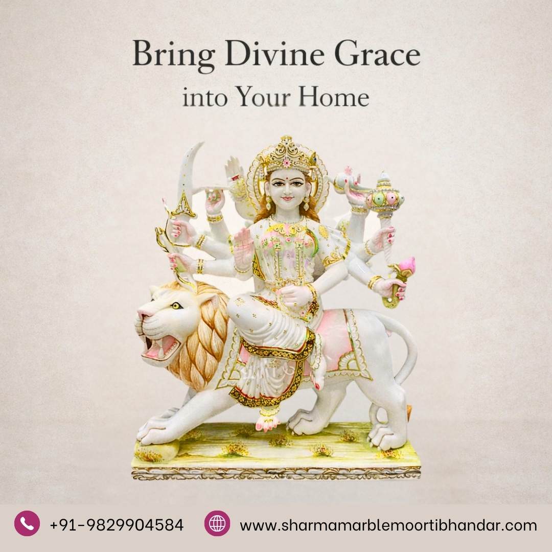 Exquisite Marble Durga Maa Statue for Divine Grace at Home