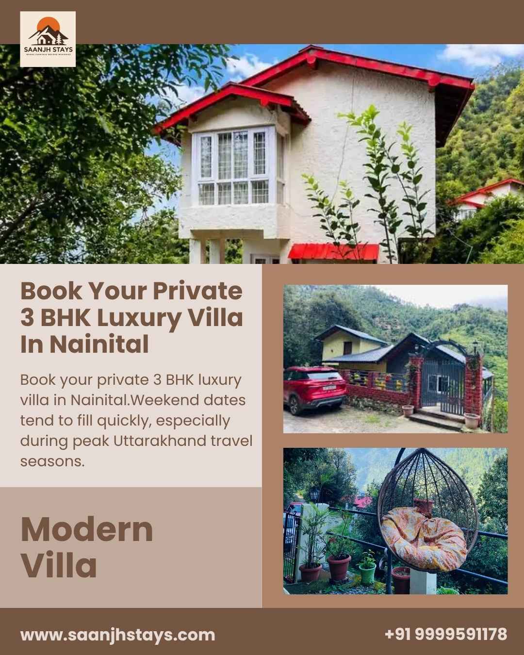 Book Your Private 3 BHK Luxury Villa in Nainital