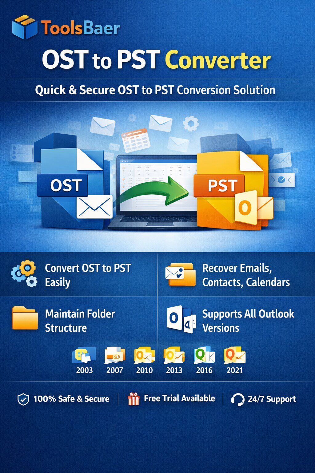 Convert Offline OST to PST File with Download ToolsBaer Converter