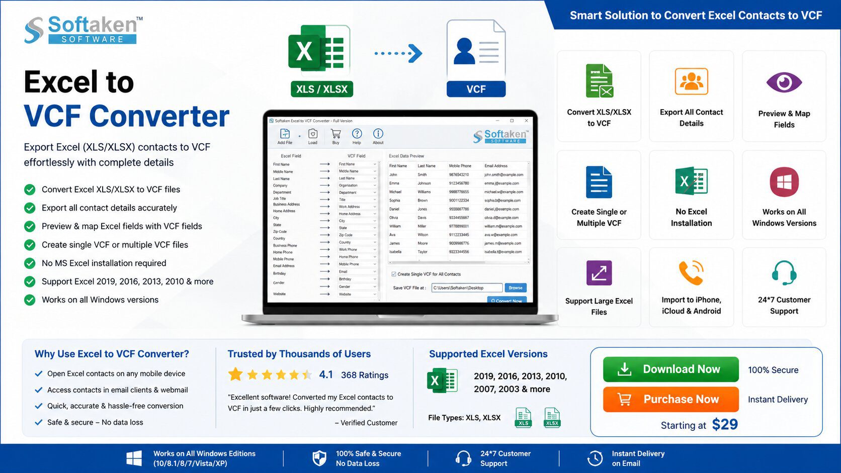 Bulk Excel to VCF Conversion Made Simple for Every User.