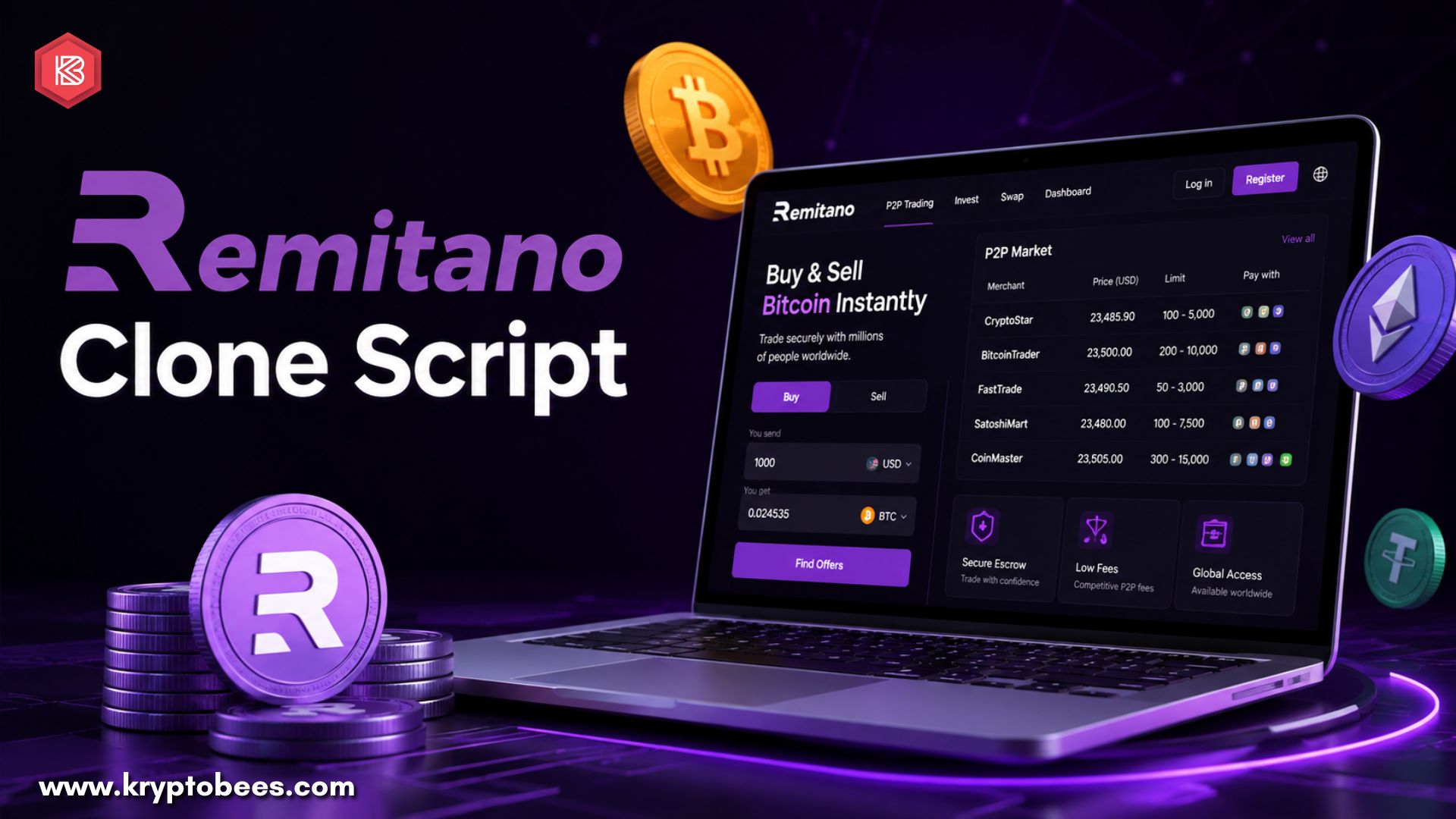 Customize Remitano Clone Script for Your Crypto Exchange Business