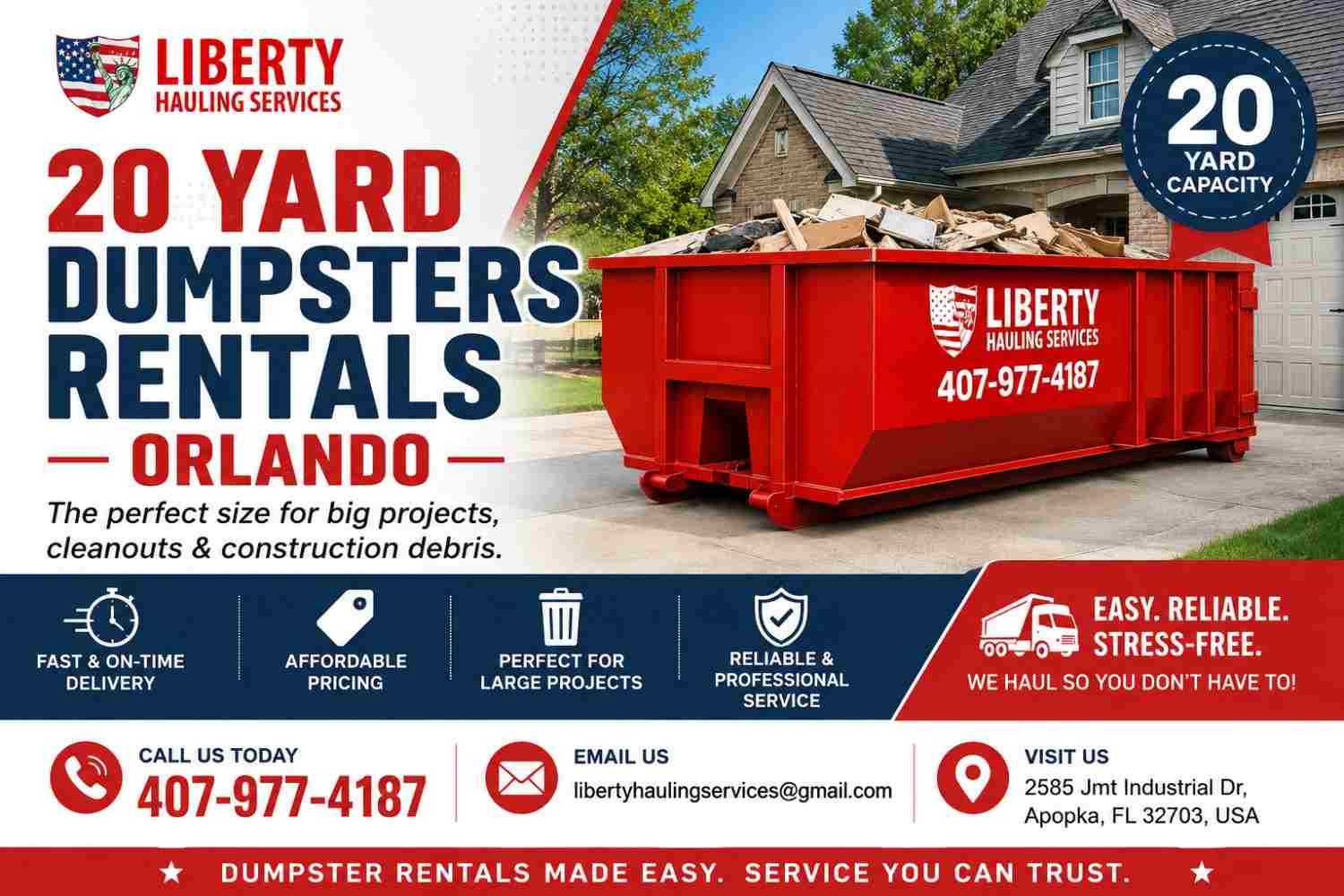 20 Yard Dumpster Rentals Orlando – Easy, Reliable Waste Removal