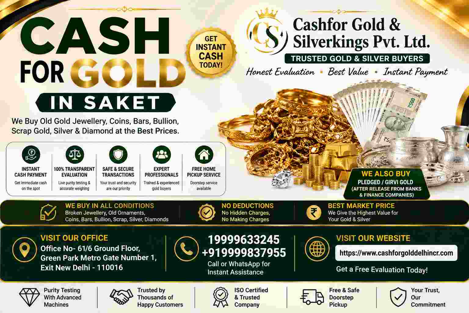 Sell Gold for Cash in Saket With Fair Evaluation