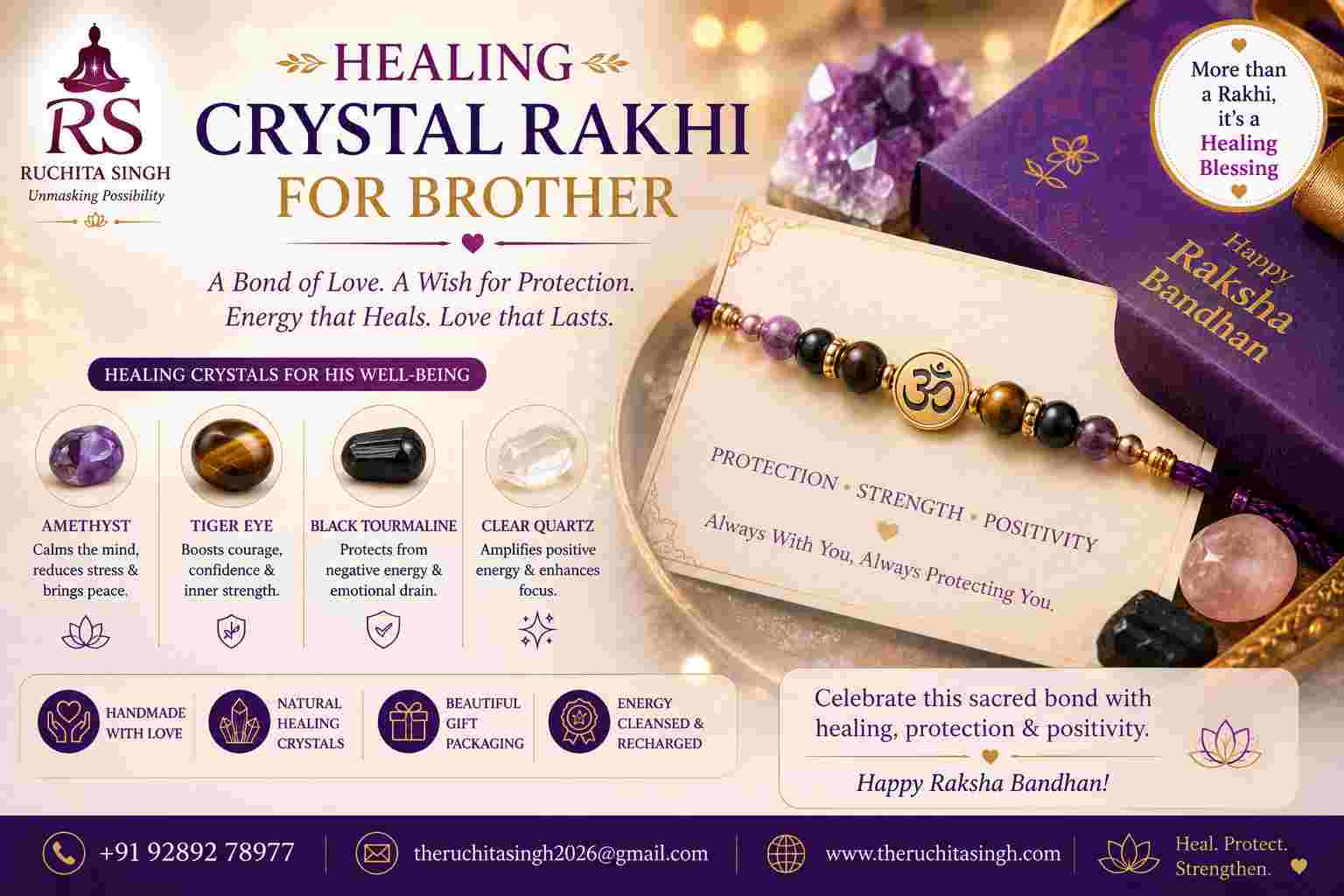 Healing Crystal Rakhi for Brother