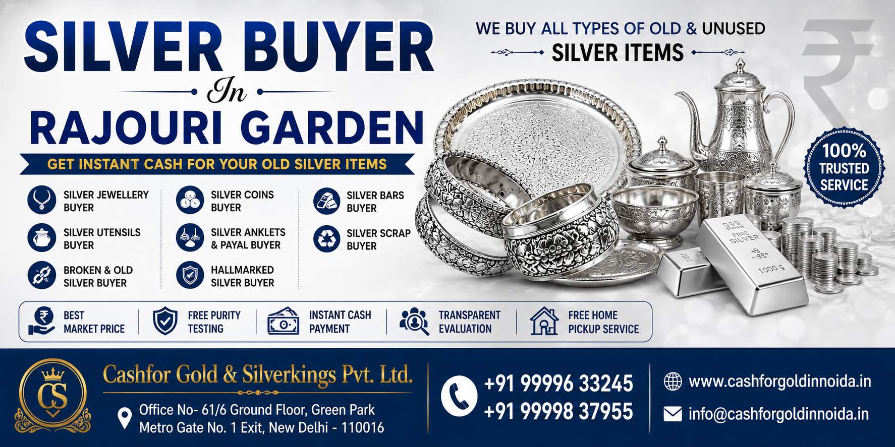 Silver Buyer In Rajouri Garden – Get Best Value for Old Silver