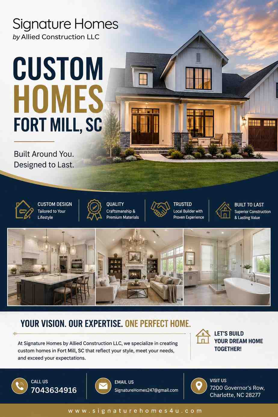 Luxury Custom Homes Fort Mill SC Designed Around You
