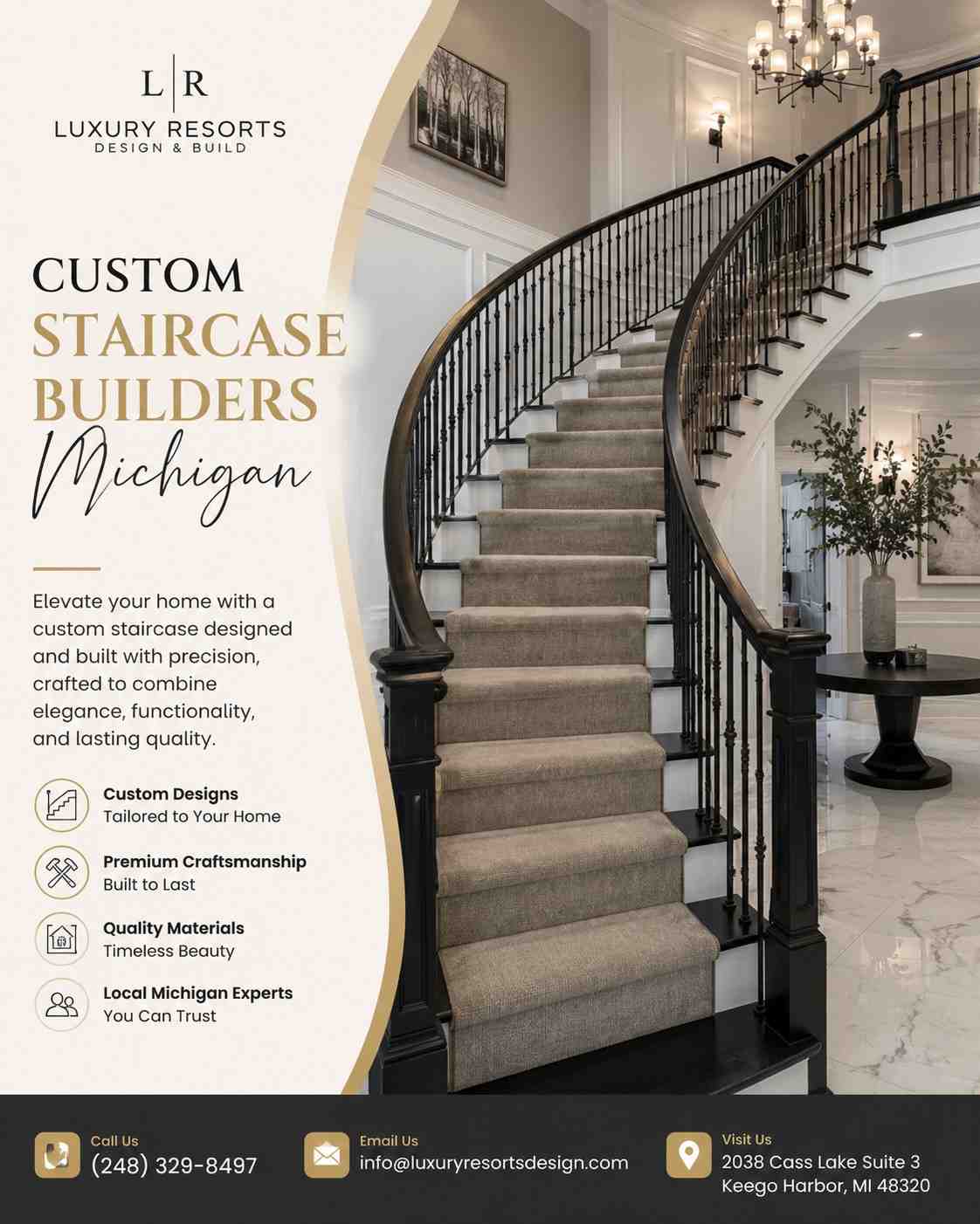 Premium Custom Staircase Builders Michigan – Design Meets Durability