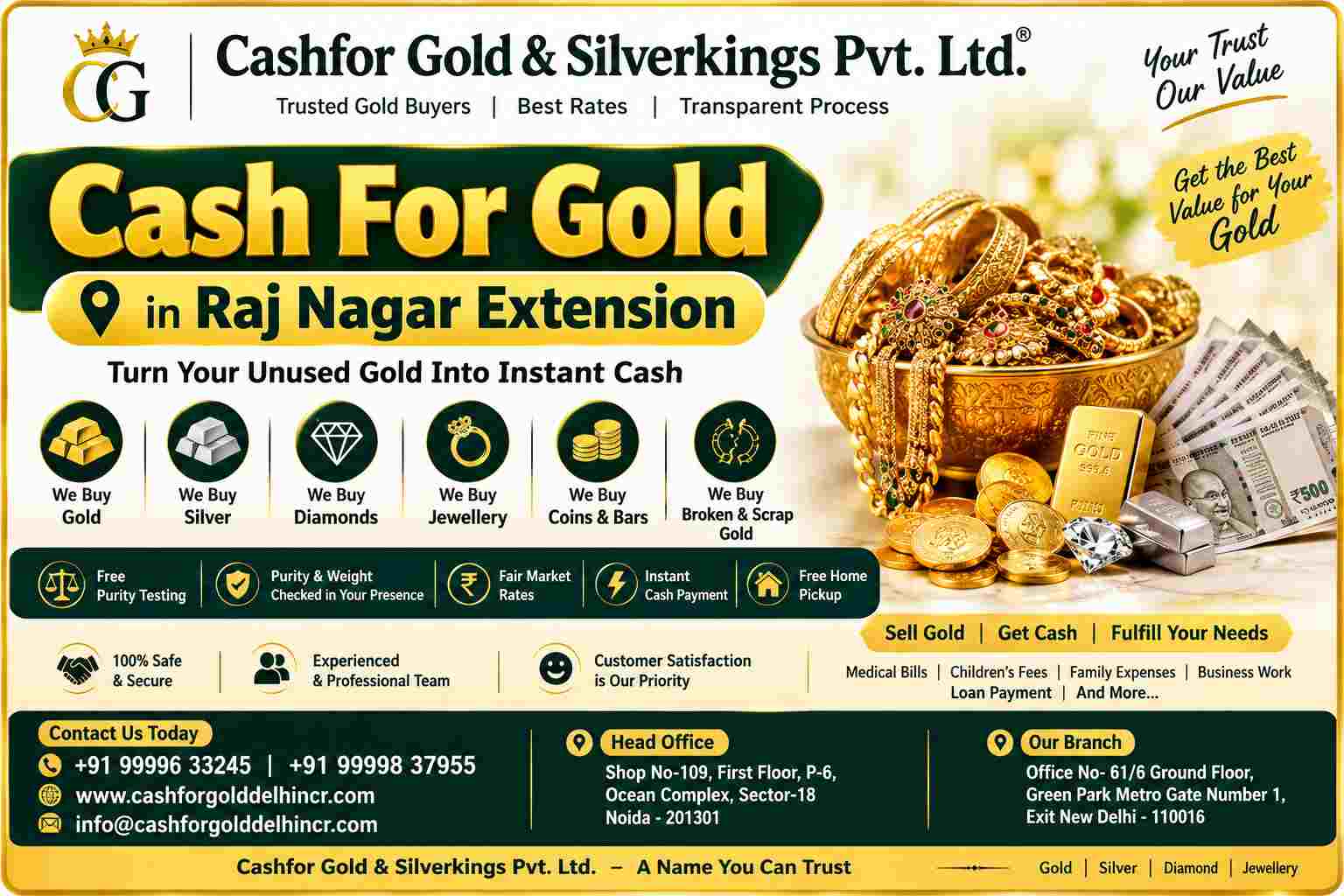 Trusted Cash For Gold in Raj Nagar Extension Service
