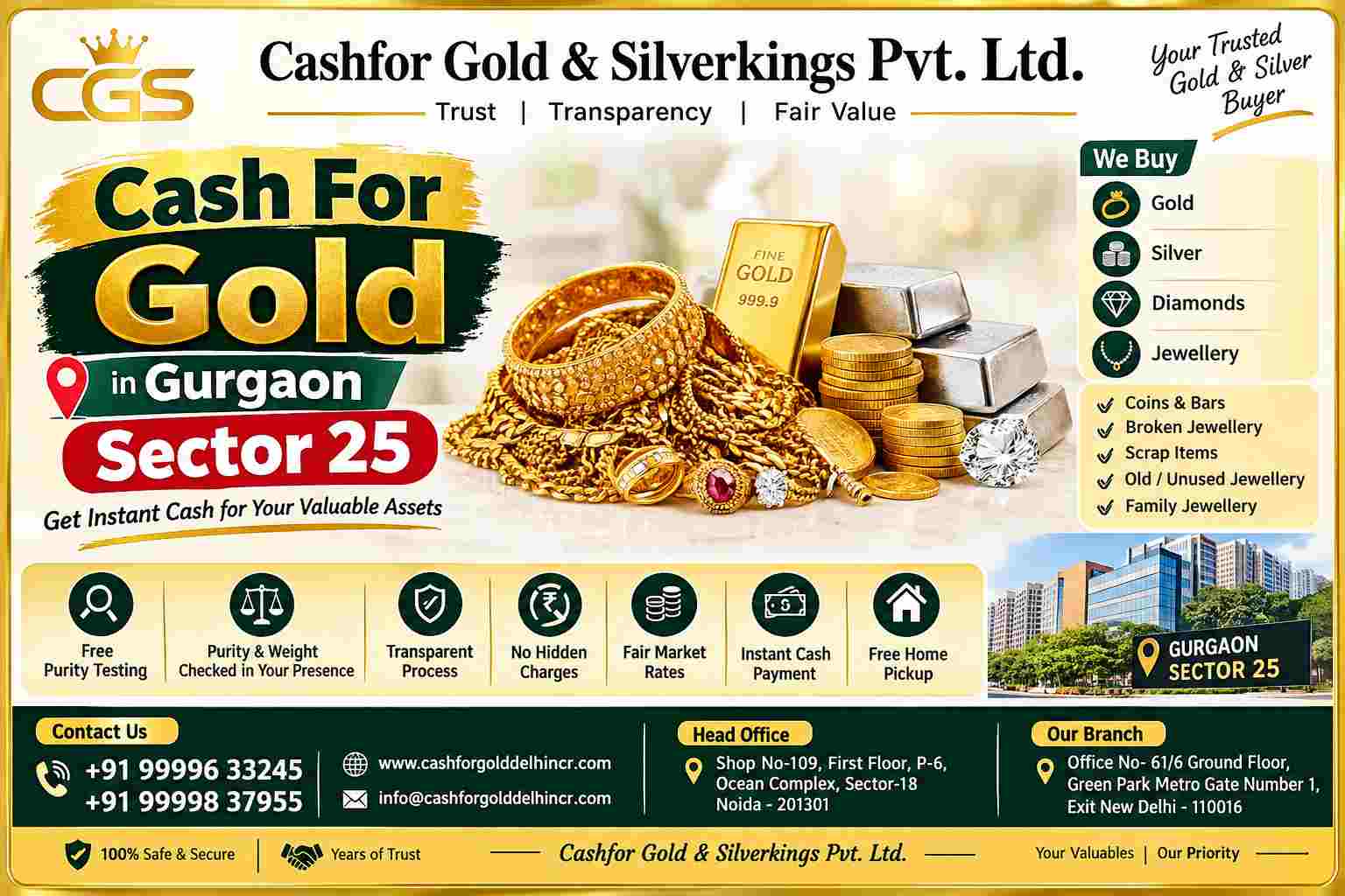 Trusted Cash For Gold Service in Gurgaon Sector 25