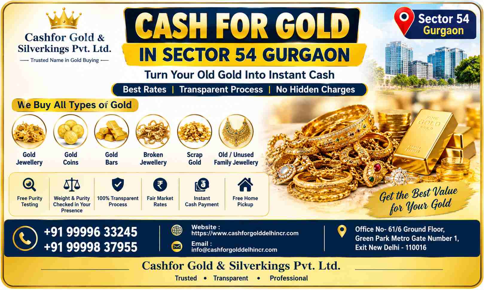 Cash For Gold in Sector 54 Gurgaon at Best Gold Rates