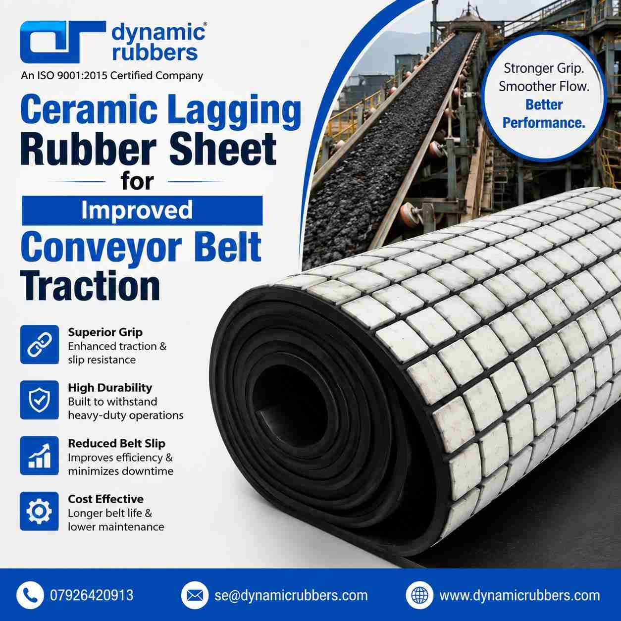 Ceramic Lagging Rubber Sheet for Improved Conveyor Belt Traction
