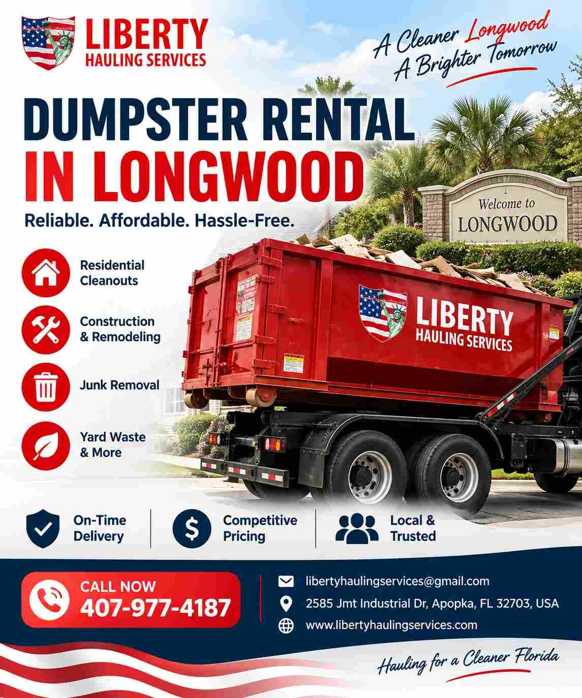 Your Local Solution for Dumpster Rental in Longwood