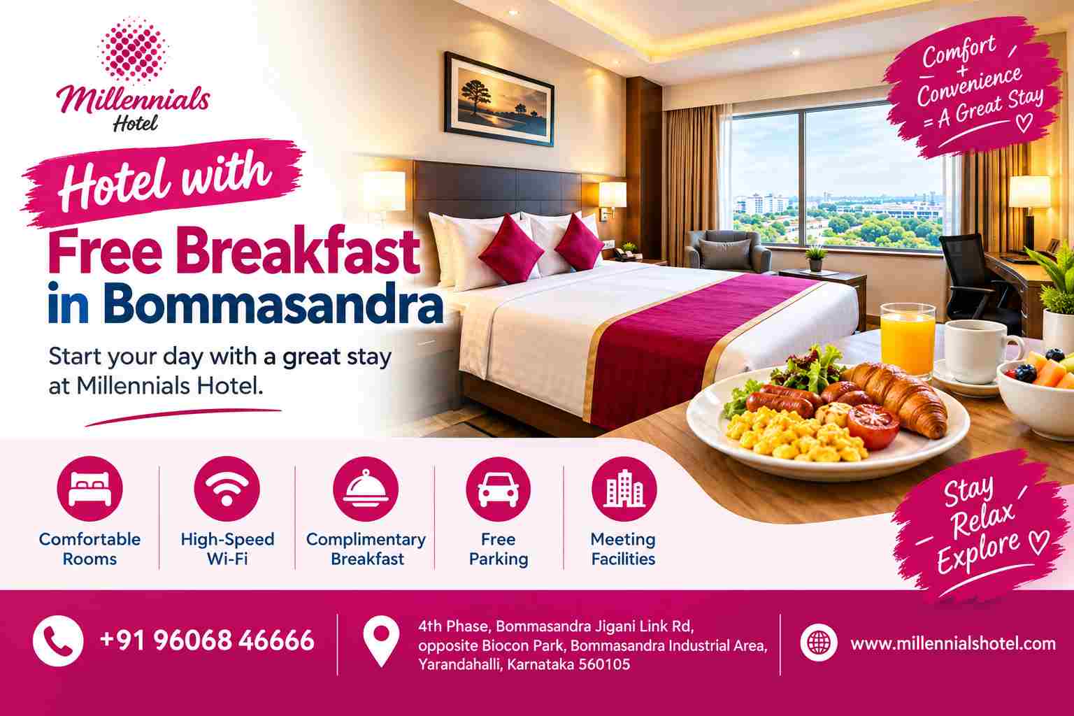 Hotel with Free Breakfast in Bommasandra