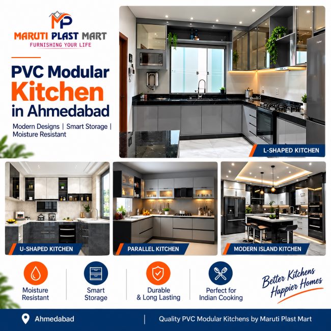 PVC Modular Kitchen in Ahmedabad | Waterproof Cabinets