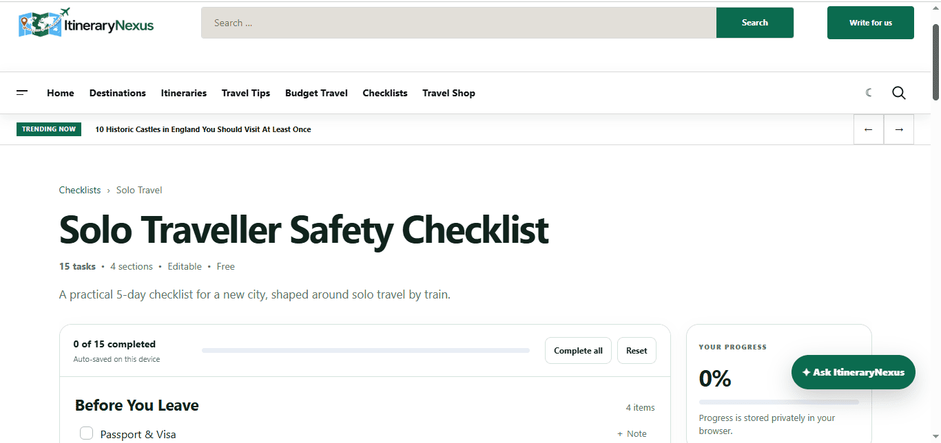 Solo Traveler Safety Checklist To Travel Smart, Safe, and Independent