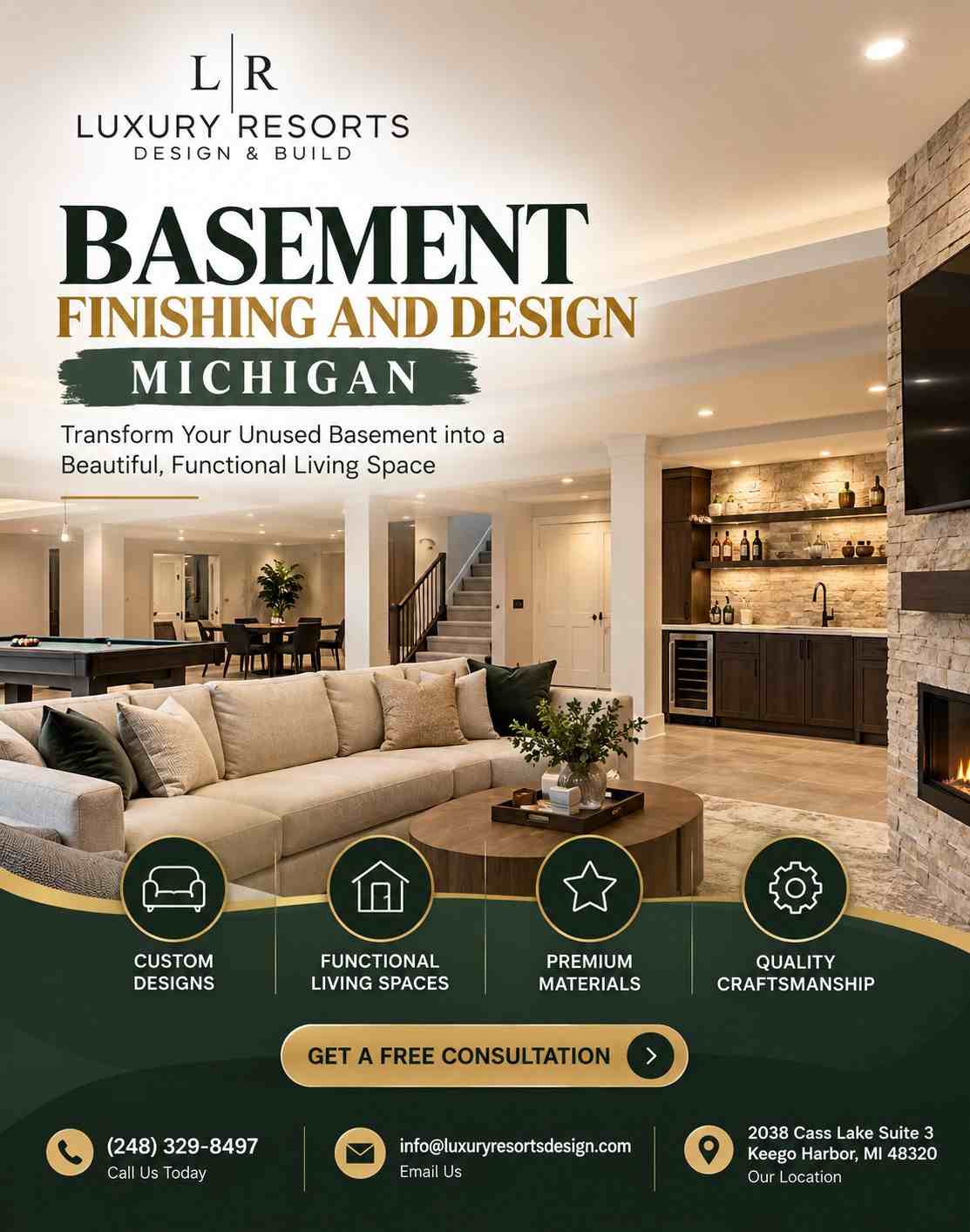 Transform Your Basement with Expert Finishing & Design in Michigan