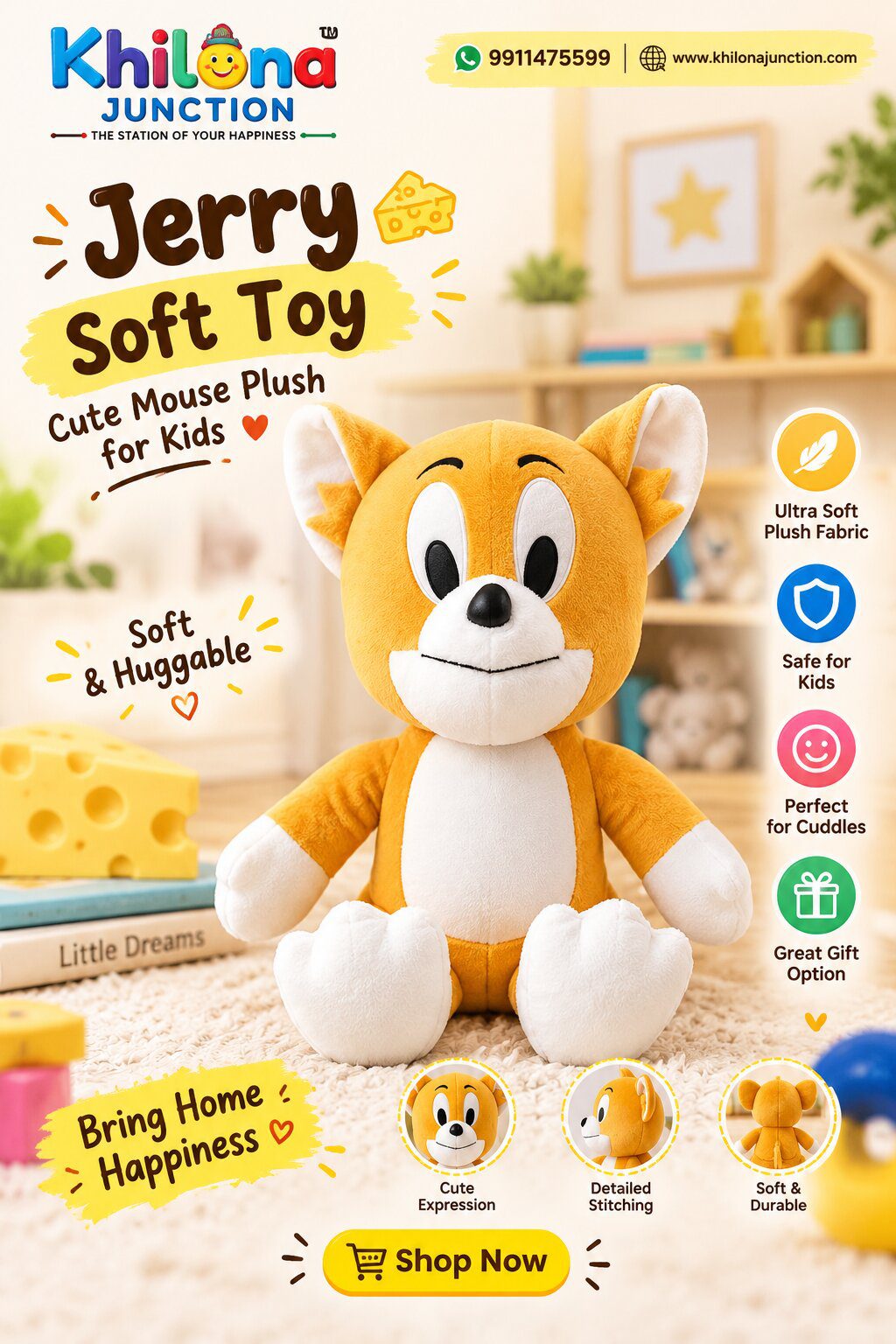 Jerry Soft Toy – Cute Mouse Plush for Kids