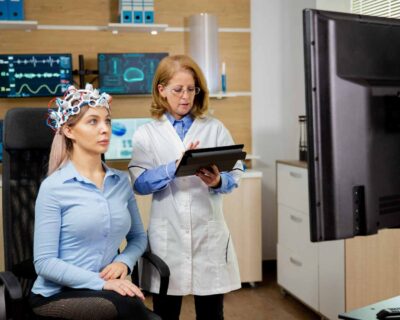 patient-woman-scanning-her-brain-doctor-making-notes-tablet-holding-it-her-hand-brain-waves-scanning-device-90kb