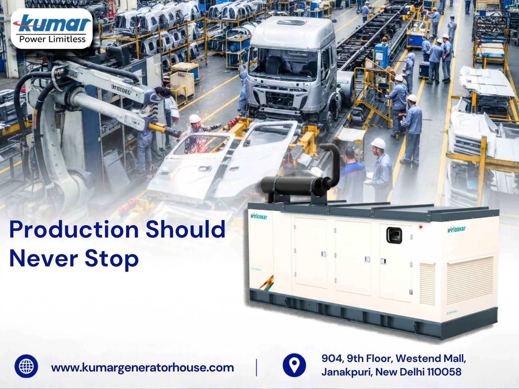 Kirloskar Generators for Reliable Industrial Power Backup