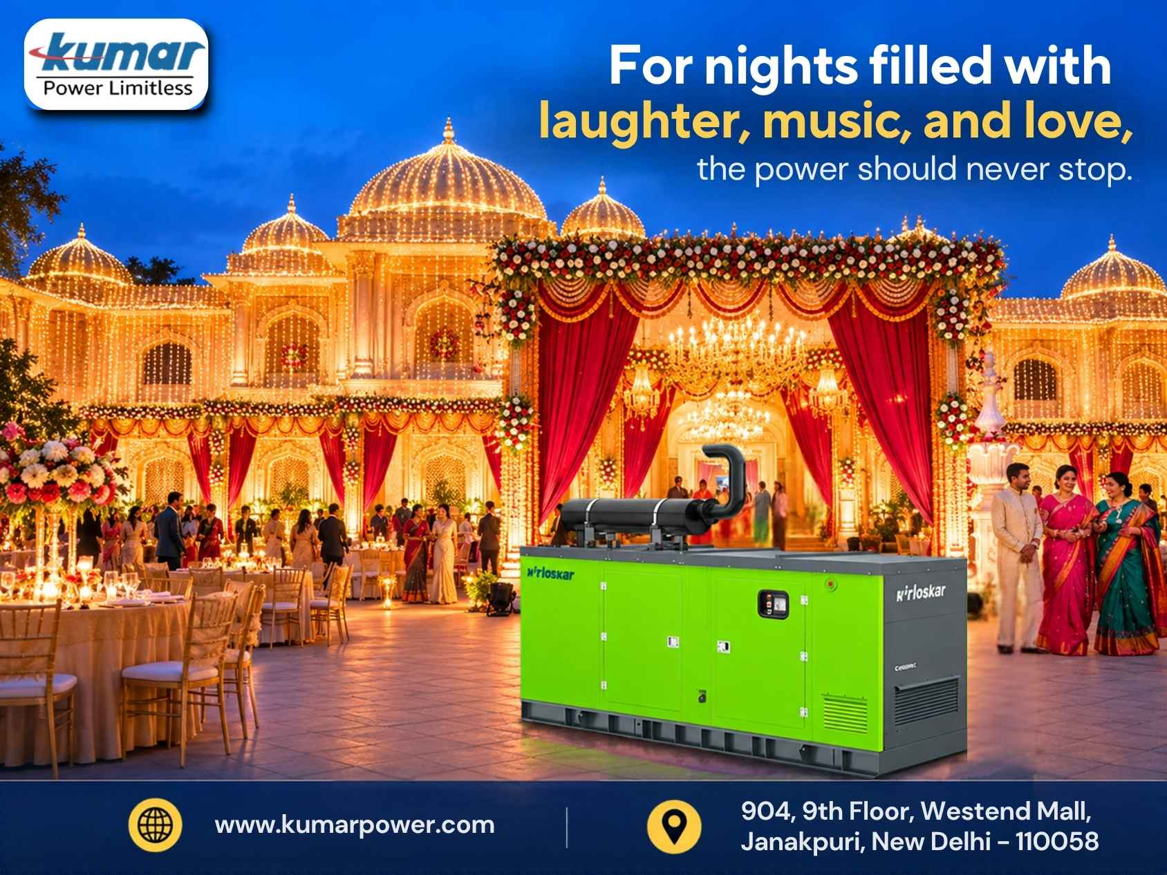 Reliable Power for Weddings & Events with Kirloskar Generators