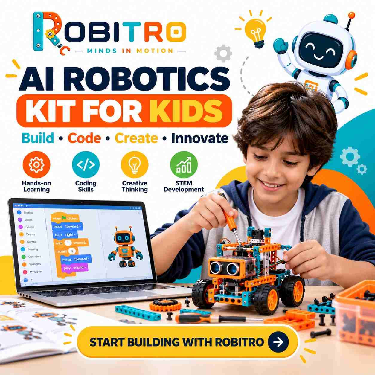 AI Robotics Kit for Kids – Learn, Build & Innovate with Robitro