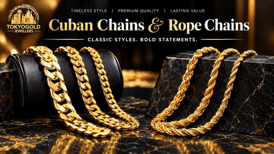 Shop 10K, 14K, 18K Cuban Chains and Rope Chains in Texas, USA