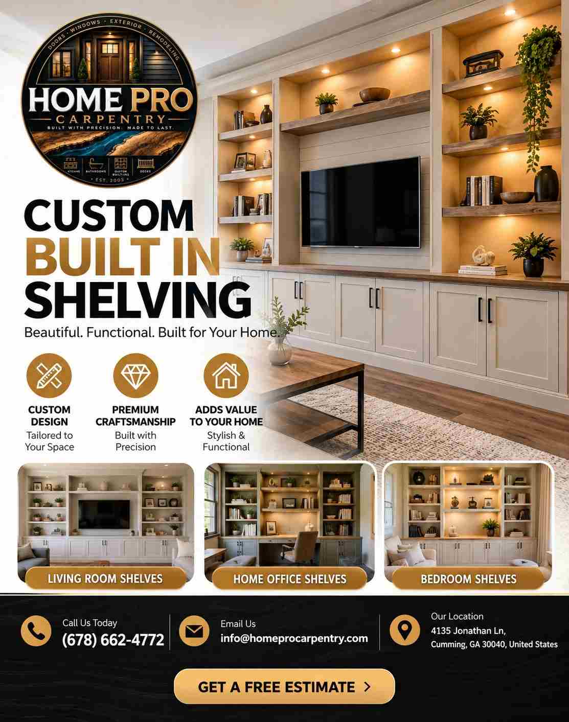 Custom Built-In Shelving – Stylish Storage Designed Just for You!